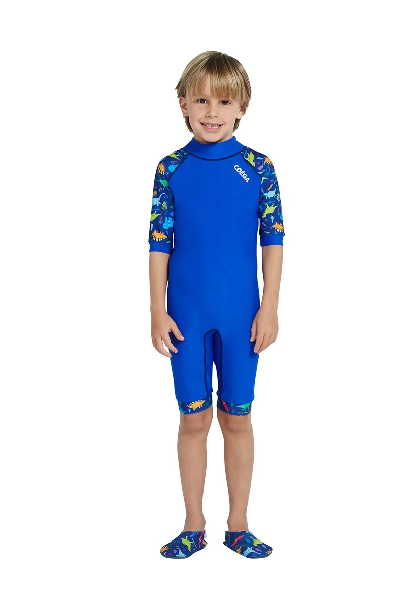 كويجا صن وير COEGA  Boys Kids One-piece Swimsuit - Blue Playing Dinos
